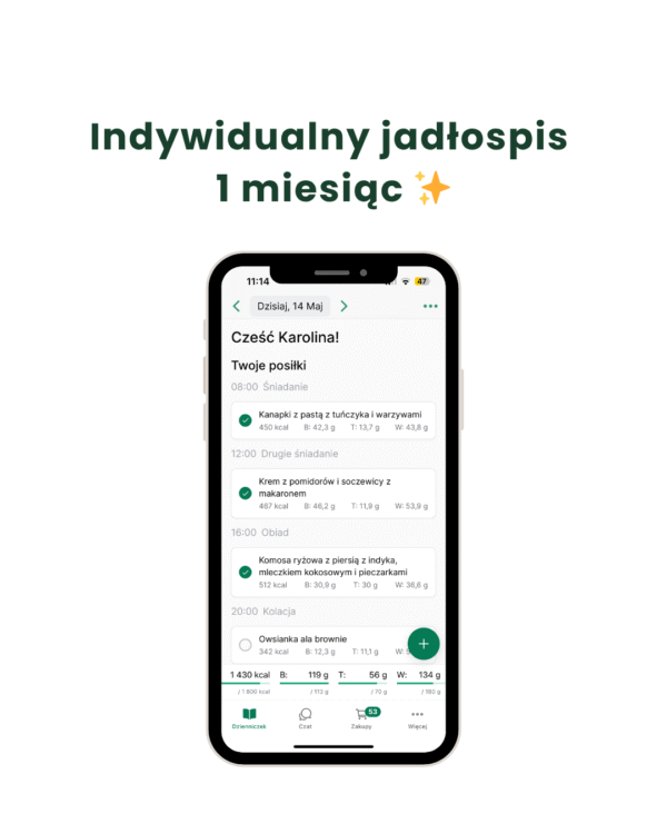 Indywidualny jadłospis 1 miesiąc