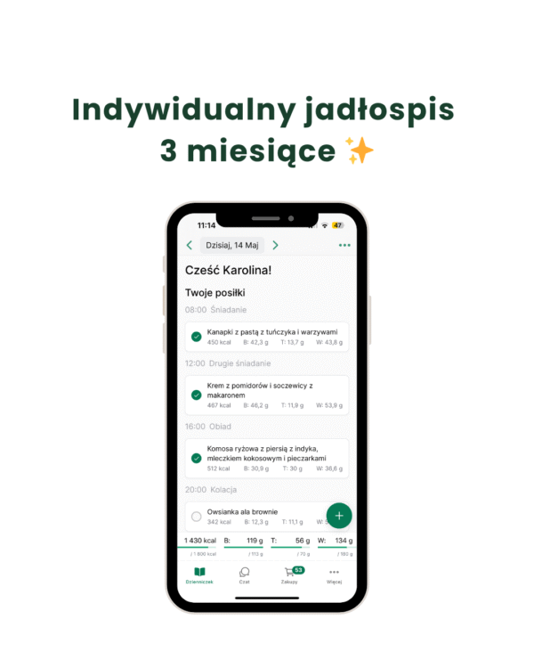 Indywidualny jadłospis 3 miesiące